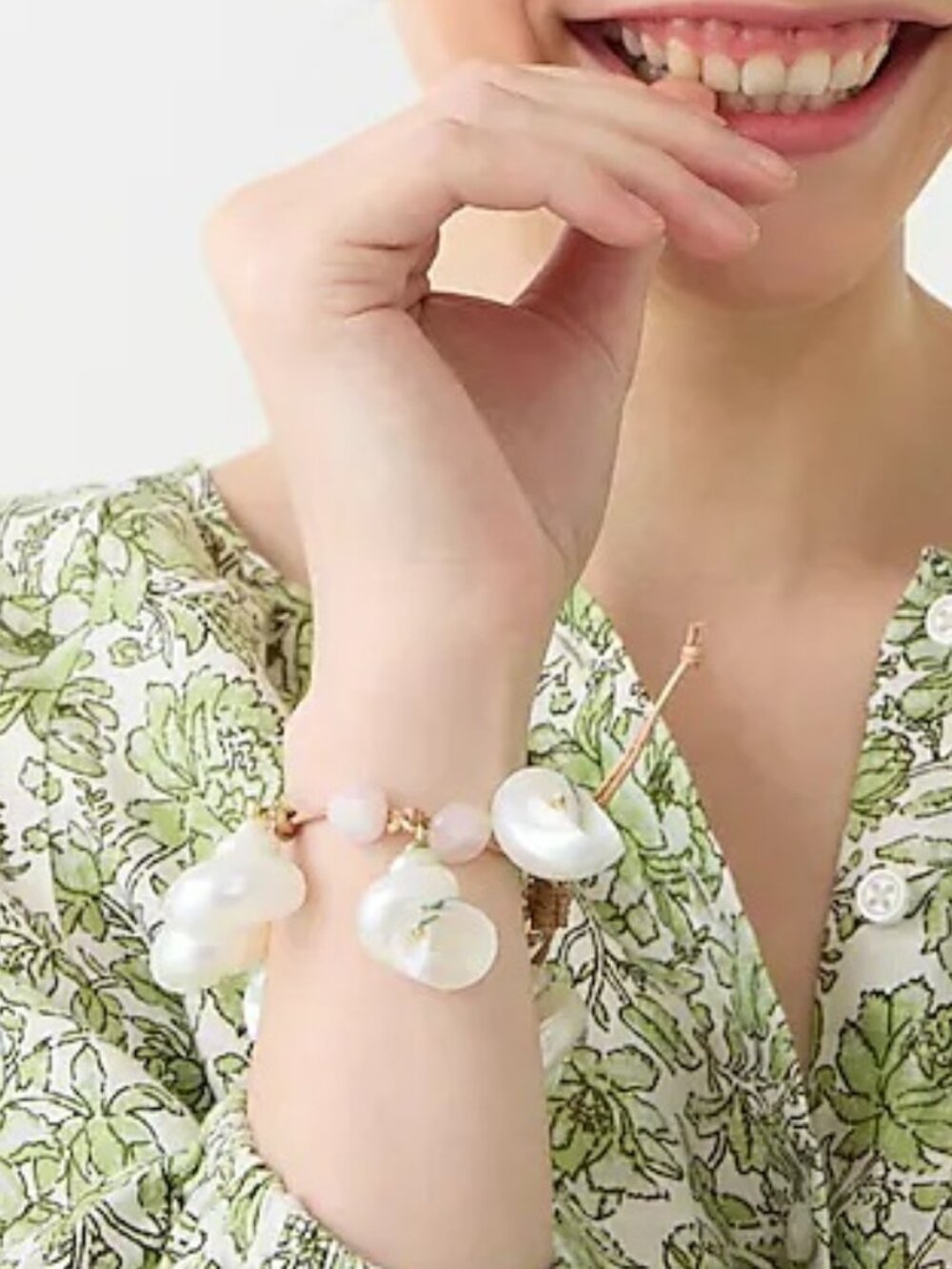 NWT J.Crew Semi Precious White Shell Statement Bracelet